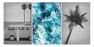 Quadro su tela Memorie di vacanze - palme e una macchina nel clima tropicale