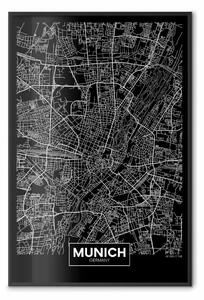 Poster: Mappa scura di Monaco - con scritte semplici