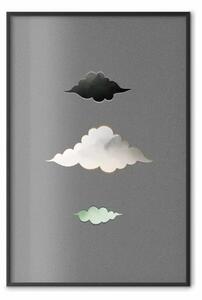 Poster: Cumulonimbus - astrazione unica di tre nuvole su sfondo solido