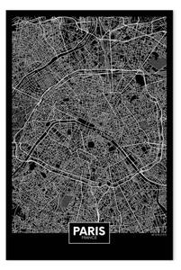 Quadro Mappa scura di Parigi verticale