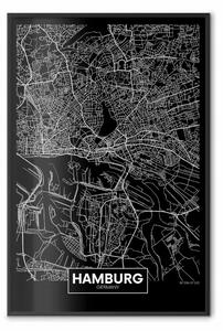 Poster: Mappa di Amburgo - in bianco e nero