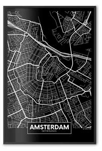 Poster: Mappa scura di Amsterdam - con scritte semplici