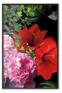 Poster: Sinfonia floreale - composizione colorata con piante su sfondo pieno