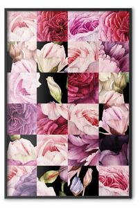 Poster: Collage floreale - colorata con sfumature rosa