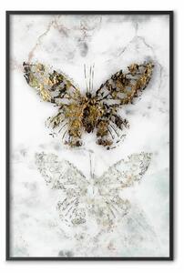Poster: Farfalla immortale - dorato su marmo