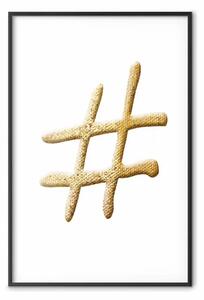 Poster: Hashtag d'oro - composizione semplice con scritta su sfondo bianco