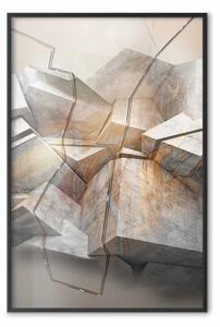 Poster: Spazio scoperto - astrazione geometrica in blocchi di pietra grigia