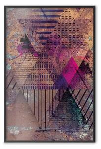 Poster: Astrazione miele - geometrica colorata con tocco di rosa