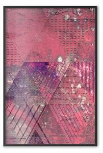 Poster: Astrazione cremisi - composizione geometrica con una punta di rosa