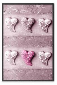 Poster: Volti d'amore - piena di rosa con cuori