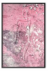 Poster: Forma di marmo - delicata lineart femminile su sfondo rosa