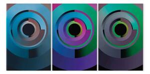 Quadro moderno Trittico di gradiente - astrazione geometrica in colori tonificati
