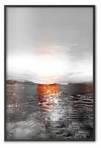 Poster: Tramonto astratto - composizione moderna su sfondo argenteo