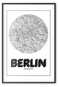 Poster: Berlino retrò - mappa b/n capitale tedesca