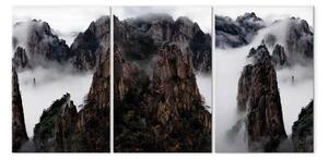Quadro Montagne tra le nuvole (3 pezzi) - maestoso paesaggio nella nebbia