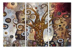 Quadro Albero nei dettagli astratti (3 pezzi) - elementi colorati