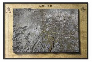 Poster: Mappa isometrica: Monaco Baviera - su texture cartacea