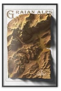 Poster: Mappa isometrica: Alpi Graie - montagne dorate