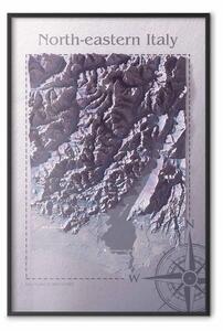 Poster: Mappa isometrica: Nord-est Italia - montagne italiane e scritte