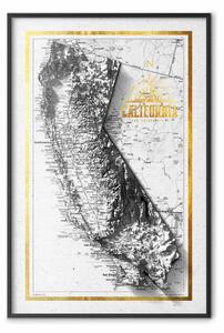 Poster: Mappa isometrica: California - stato USA