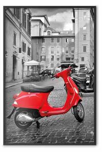 Poster: Il mio sogno - scooter rosso e architettura b/n