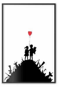 Poster: Campo battaglia - coppia di bambini con palloncino cuore