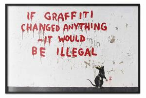 Poster: Citazione graffiti - topo e scritte rosse in inglese in stile Banksy