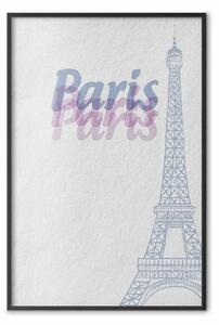 Poster: Parigi acquerello - Torre Eiffel e scritte