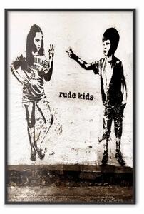 Poster: Bambini cattivi - graffiti in stile Banksy con due piccole persone
