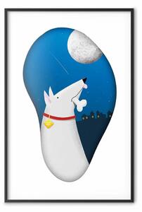 Poster: Sogni di cane - fantasia per bambini con cane bianco notturno