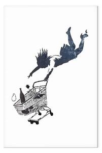 Quadro moderno Pazzia dello shopping - grafica di stile Banksy minimalista
