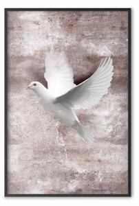 Poster: Amore in volo - composizione con uccello bianco su sfondo irregolare