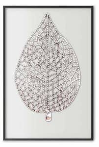 Poster: Foglia traforata - astrazione vegetale con foglia dorata