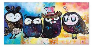 Quadro Gufi colorati largo