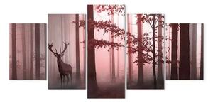 Quadro su tela Mattina (5 pezzi) largo rosa