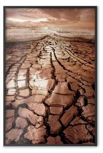 Poster: Siccità - paesaggio desertico su sfondo nuvoloso in tonalità marrone