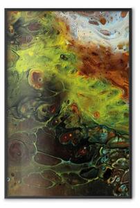 Poster: Elementi verdi - astrazione autunnale con dense strisce colorate
