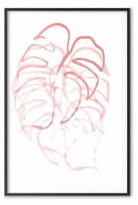 Poster: Monstera in movimento - astrazione botanica con foglie tropicali rosa