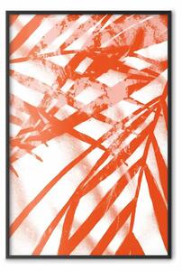 Poster: Composizione di palma - foglie arancioni-rosse di pianta tropicale