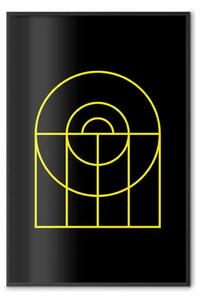 Poster: Geometria nera - astrazione geometrica unica con giallo neon