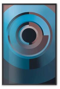 Poster: Macchina - astrazione in figure geometriche dai toni grigio-azzurri