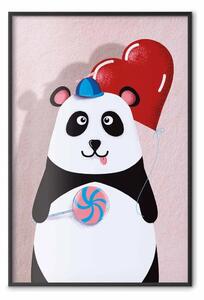 Poster: Panda palloncino - composizione colorata per bambini