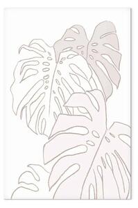 Quadro moderno Illustrazione con uno schizzo lineare della pianta di monstera