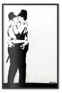 Poster: Bacio dei poliziotti - graffiti con due uomini in stile Banksy