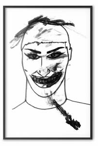 Poster: Joker macchie - ritratto uomo tra macchie scure b/n