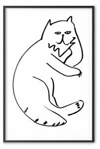 Poster: Relax felino - composizione b/n con linee di animale