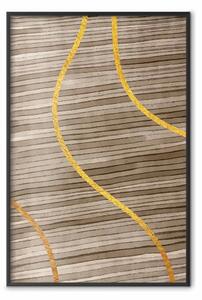 Poster: Acquerello e oro - astrazione unica in eleganti onde su sfondo marrone