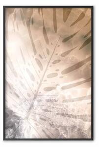 Poster: Monstera d'ambra - calda astrazione con foglia di pianta tropicale