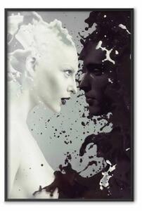 Poster: Latte e cioccolato - unica astrazione con figure di donna e uomo