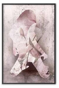 Poster: Magnolia innamorata - astrazione rosa con figura femminile e fiore